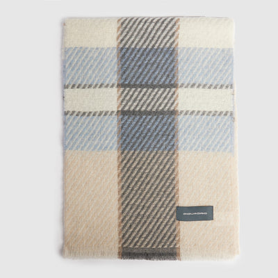 Sciarpa da Uomo Piquadro in Pura Lana e Cashmere Beige e Azzurro