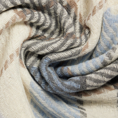 Sciarpa da Uomo Piquadro in Pura Lana e Cashmere Beige e Azzurro