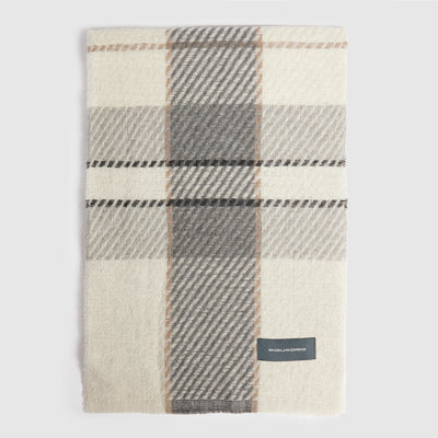 Sciarpa da Uomo Piquadro in Pura Lana e Cashmere Beige e Grigio