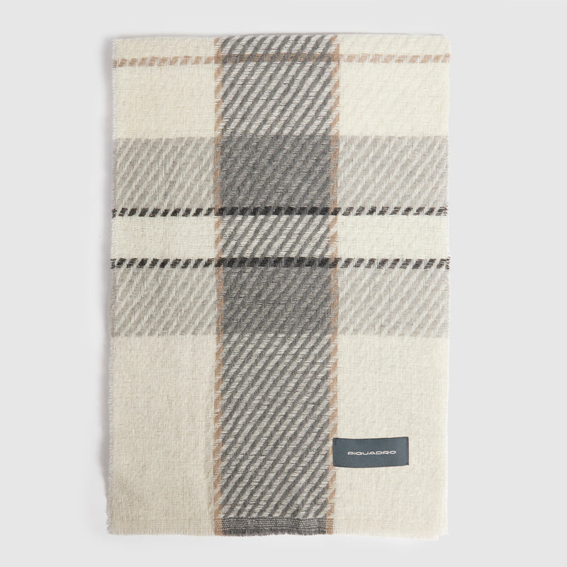 Sciarpa da Uomo Piquadro in Pura Lana e Cashmere Beige e Grigio