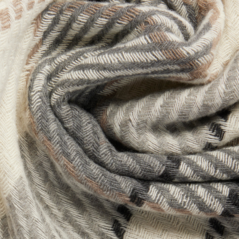 Sciarpa da Uomo Piquadro in Pura Lana e Cashmere Beige e Grigio