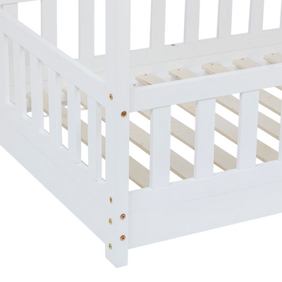 Lettino Montessori in Legno Bianco 195 x 145,5 x 98 cm