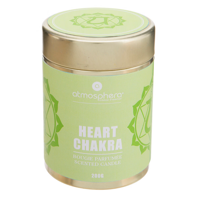 Candela Heart Chakra con Contenitore in Metallo Verde 200 gr