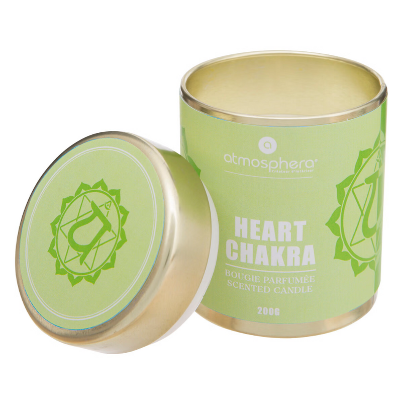 Candela Heart Chakra con Contenitore in Metallo Verde 200 gr