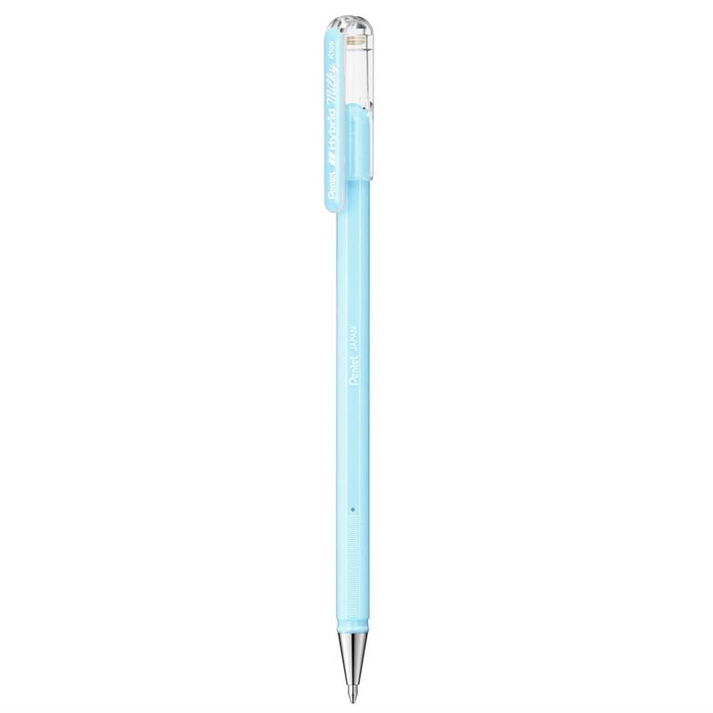 Penna a Gel Pentel Hybrid Milky 0,8 mm Azzurro Pastel