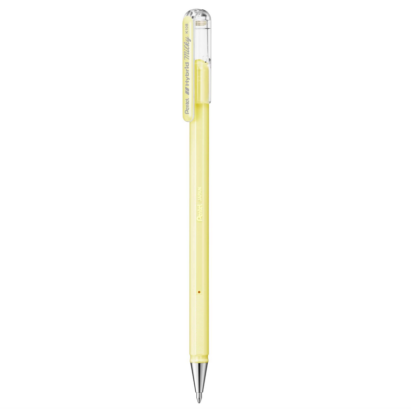 Penna a Gel Pentel Hybrid Milky 0,8 mm Giallo Pastel
