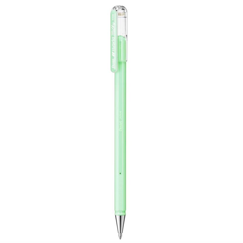 Penna a Gel Pentel Hybrid Milky 0,8 mm Verde Chiaro Pastel