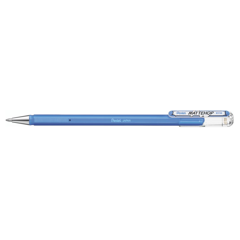 Penna Roller a Gel Pentel Hybrid Mattehop con Inchiostro Azzurro con Finitura Opaca