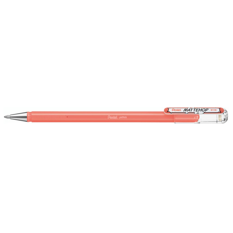 Penna Roller a Gel Pentel Hybrid Mattehop con Inchiostro Corallo con Finitura Opaca