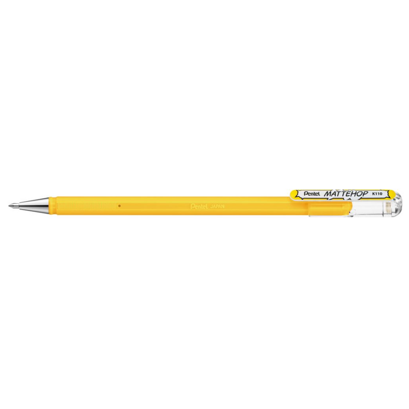 Penna Roller a Gel Pentel Hybrid Mattehop con Inchiostro Giallo con Finitura Opaca