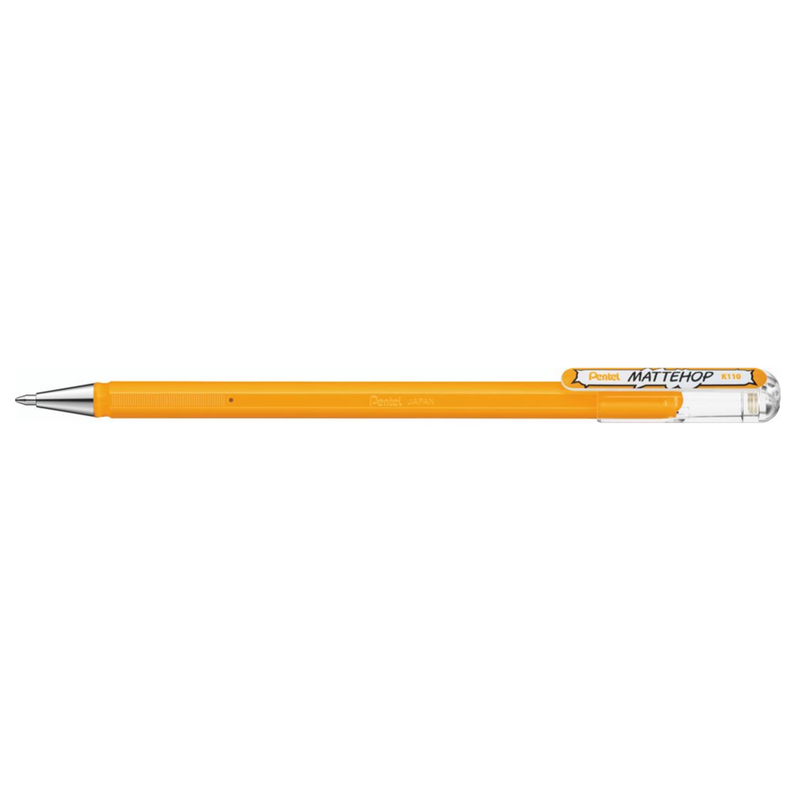Penna Roller a Gel Pentel Hybrid Mattehop con Inchiostro Giallo-Arancio con Finitura Opaca