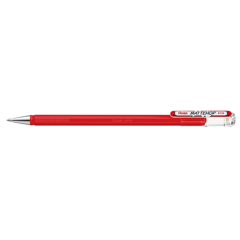 Penna Roller a Gel Pentel Hybrid Mattehop con Inchiostro Rosso con Finitura Opaca