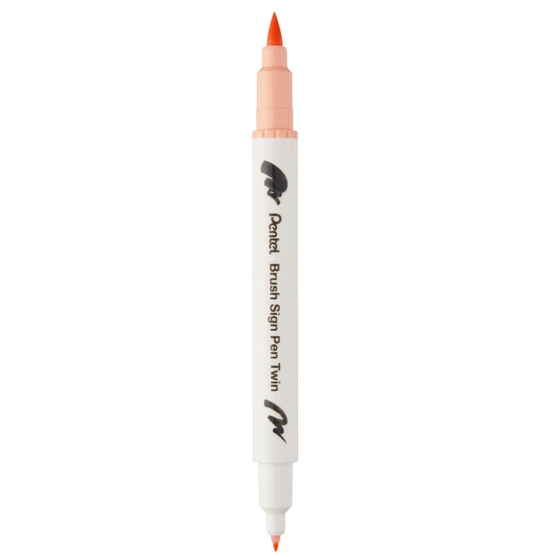 Pennarello a Base Acqua Pentel Brushsign Pen Twin a Doppia Punta Arancio Chiaro