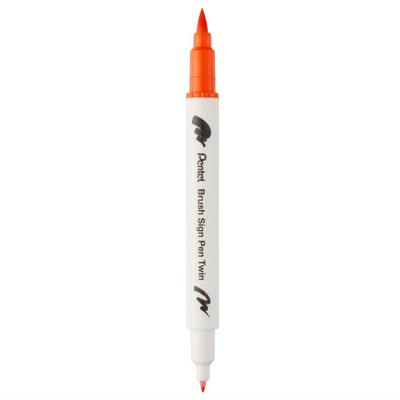 Pennarello a Base Acqua Pentel Brushsign Pen Twin a Doppia Punta Arancio