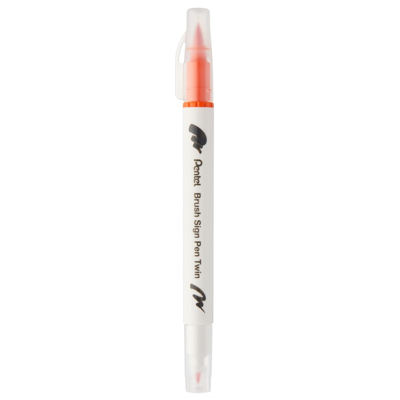Pennarello a Base Acqua Pentel Brushsign Pen Twin a Doppia Punta Arancio