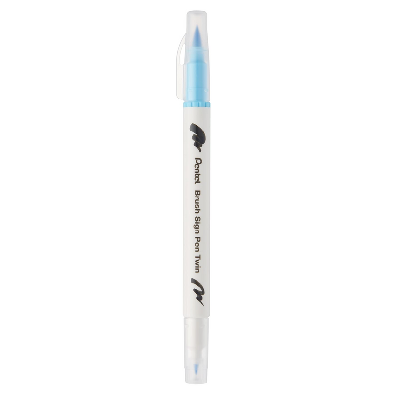 Pennarello a Base Acqua Pentel Brushsign Pen Twin a Doppia Punta Azzurro