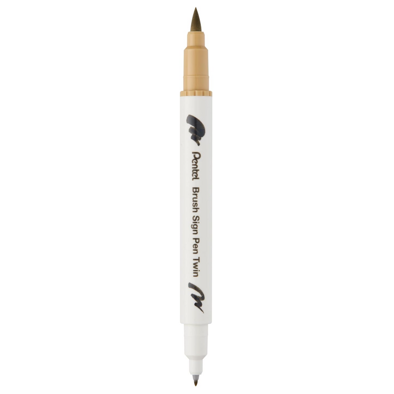 Pennarello a Base Acqua Pentel Brushsign Pen Twin a Doppia Punta Beige