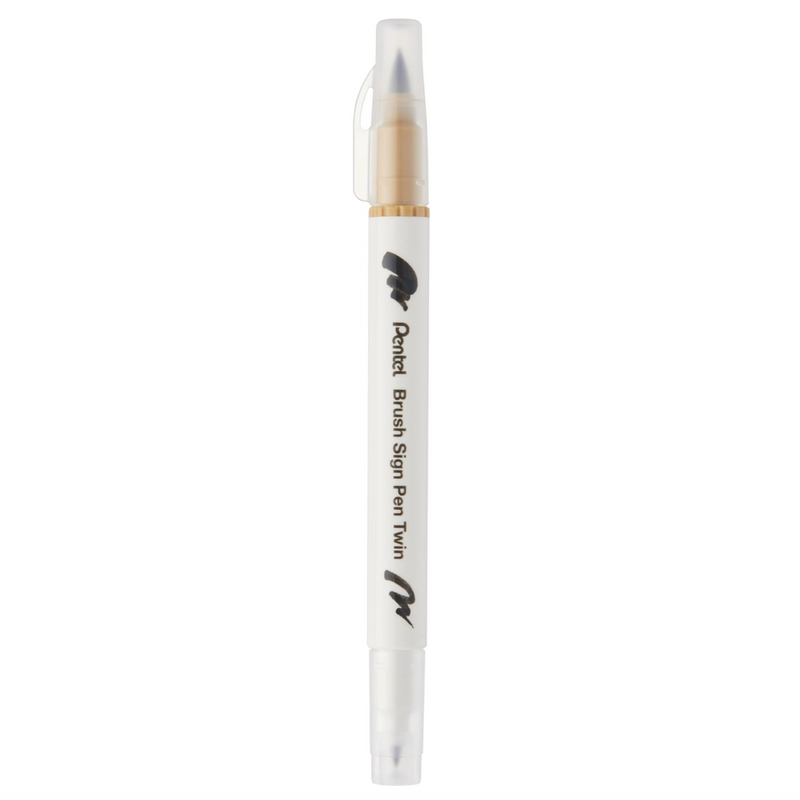 Pennarello a Base Acqua Pentel Brushsign Pen Twin a Doppia Punta Beige