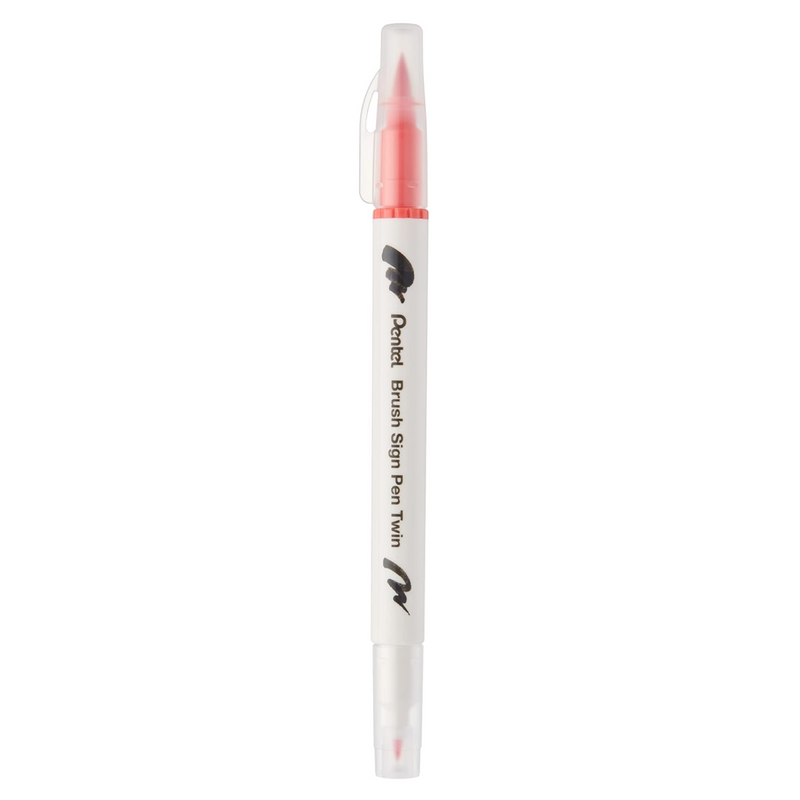Pennarello a Base Acqua Pentel Brushsign Pen Twin a Doppia Punta Corallo