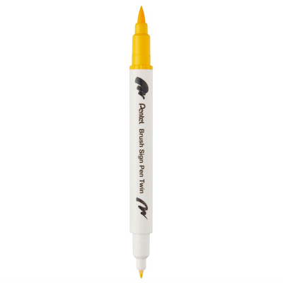 Pennarello a Base Acqua Pentel Brushsign Pen Twin a Doppia Punta Giallo