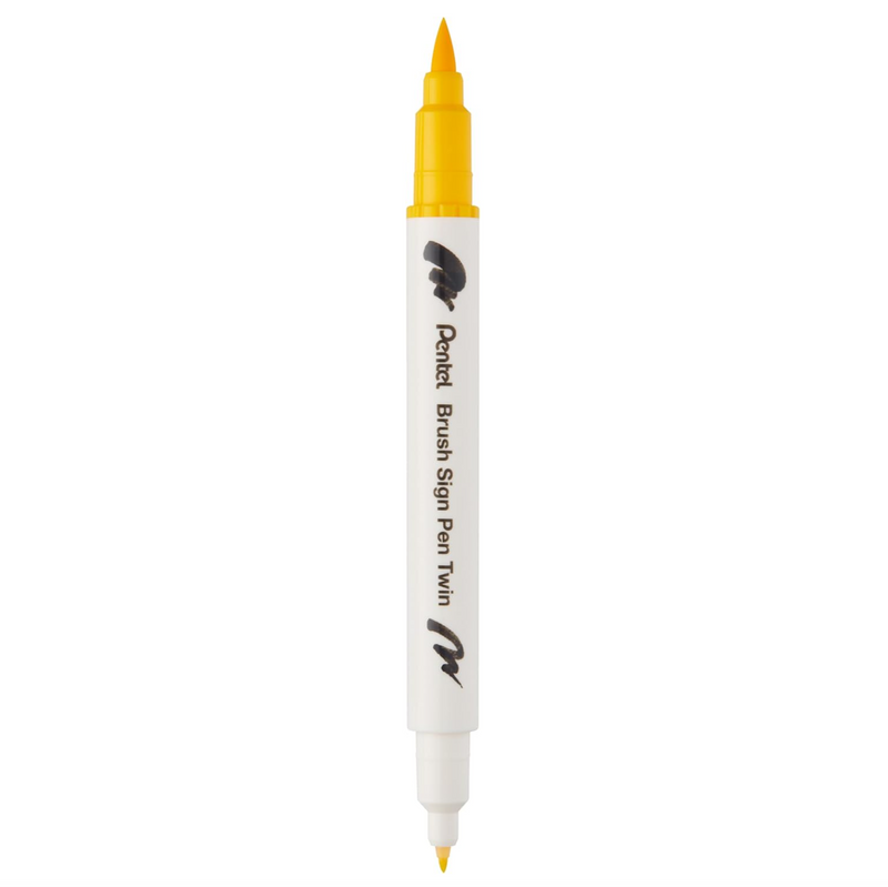Pennarello a Base Acqua Pentel Brushsign Pen Twin a Doppia Punta Giallo