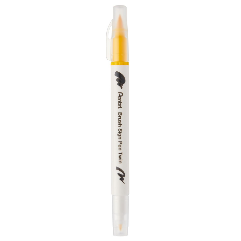 Pennarello a Base Acqua Pentel Brushsign Pen Twin a Doppia Punta Giallo