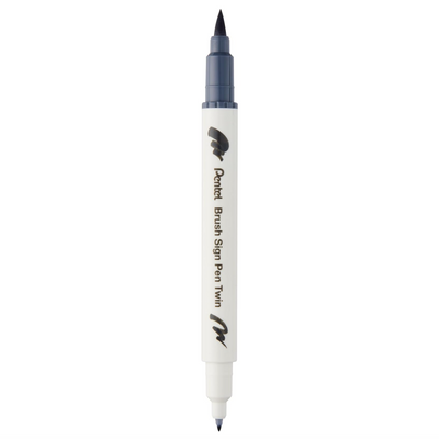 Pennarello a Base Acqua Pentel Brushsign Pen Twin a Doppia Punta Grigio Chiaro