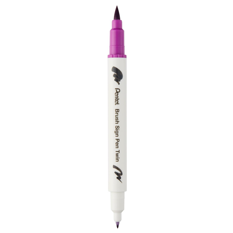 Pennarello a Base Acqua Pentel Brushsign Pen Twin a Doppia Punta Magenta