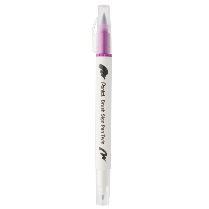 Pennarello a Base Acqua Pentel Brushsign Pen Twin a Doppia Punta Magenta