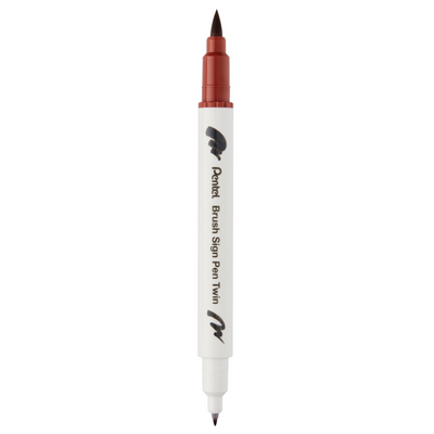 Pennarello a Base Acqua Pentel Brushsign Pen Twin a Doppia Punta Marrone