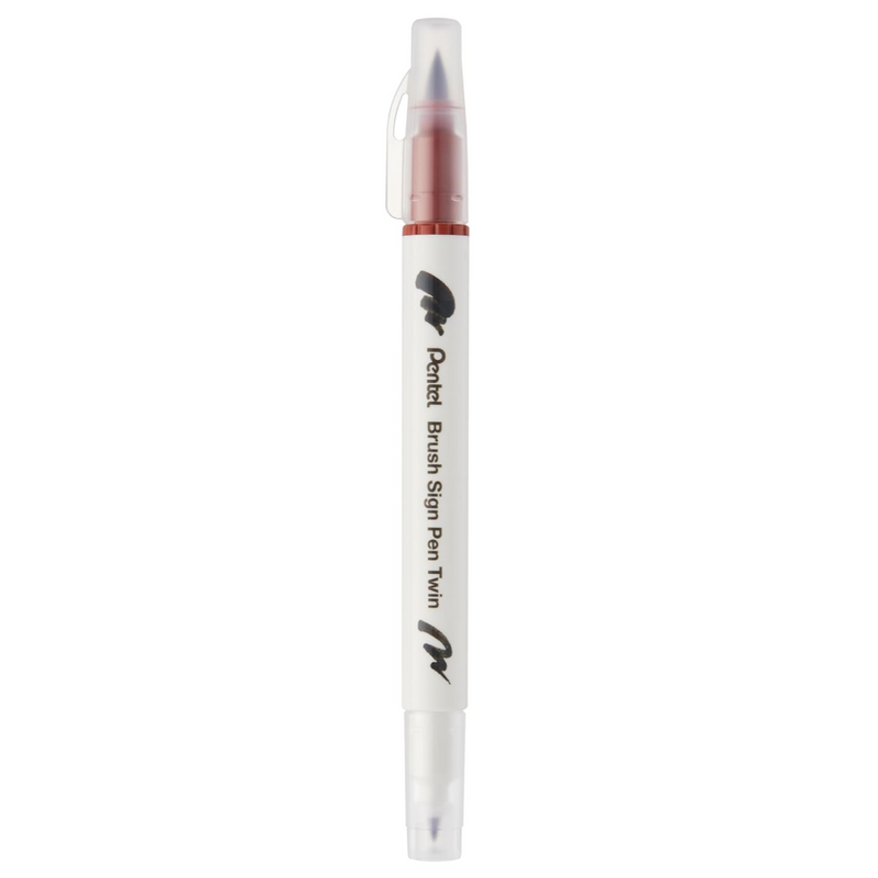 Pennarello a Base Acqua Pentel Brushsign Pen Twin a Doppia Punta Marrone