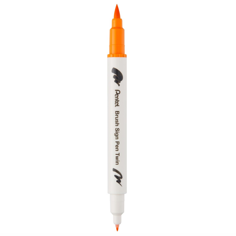 Pennarello a Base Acqua Pentel Brushsign Pen Twin a Doppia Punta Ocra