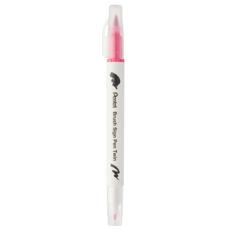 Pennarello a Base Acqua Pentel Brushsign Pen Twin a Doppia Punta Rosso Carminio
