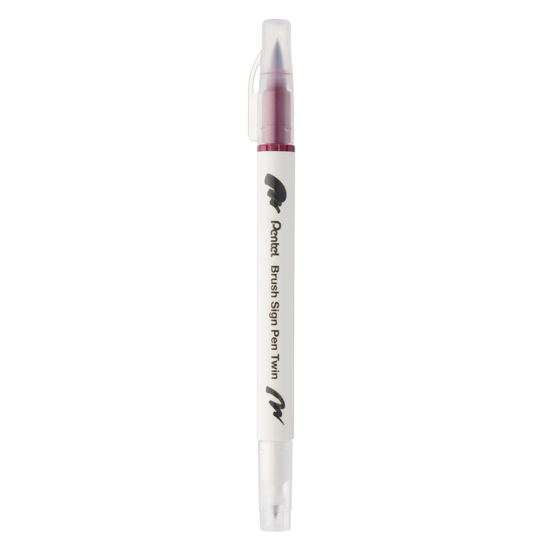 Pennarello a Base Acqua Pentel Brushsign Pen Twin a Doppia Punta Rosso Scuro