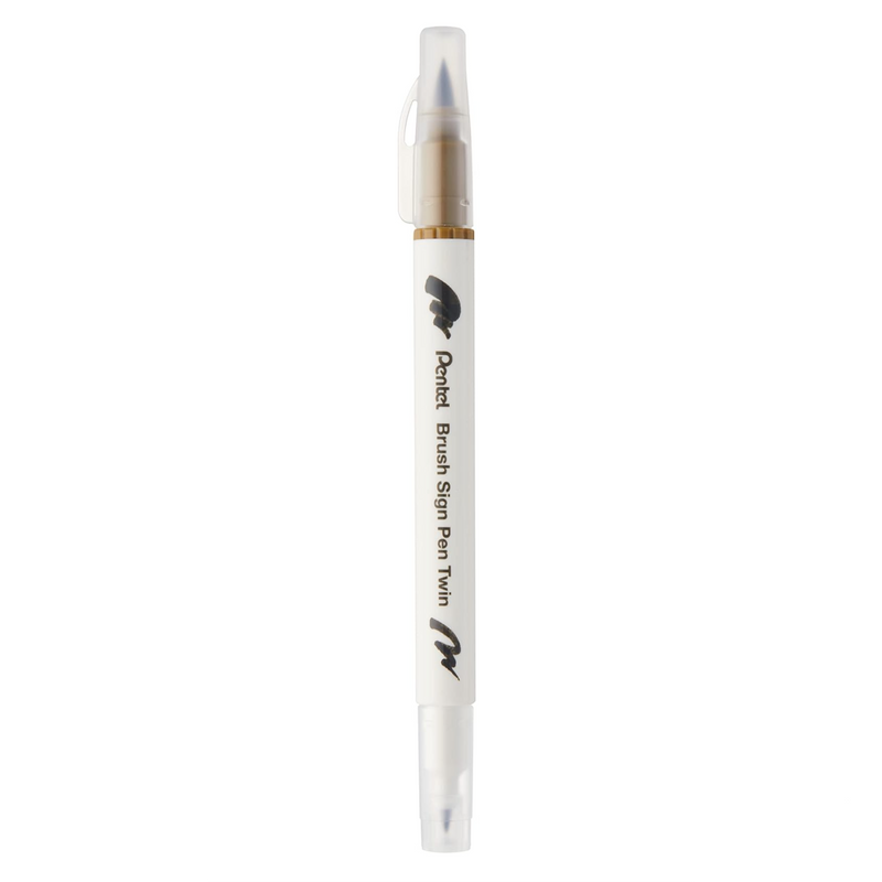 Pennarello a Base Acqua Pentel Brushsign Pen Twin a Doppia Punta Terra d&