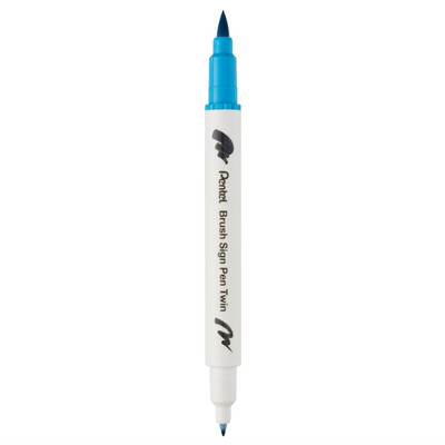 Pennarello a Base Acqua Pentel Brushsign Pen Twin a Doppia Punta Turchese