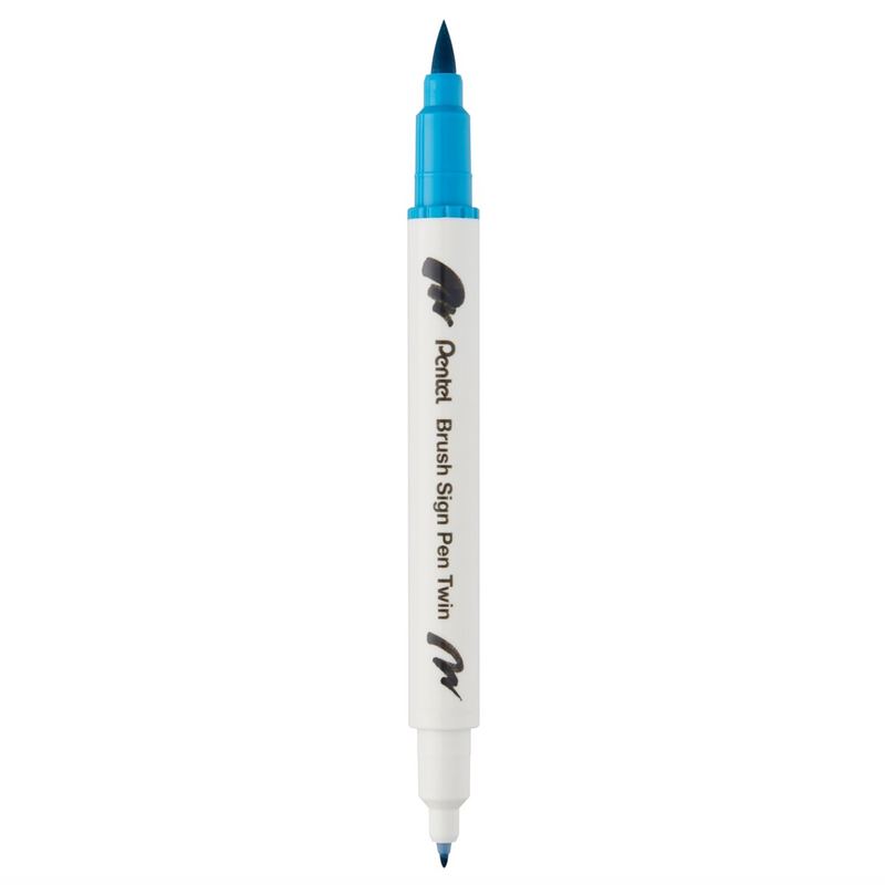 Pennarello a Base Acqua Pentel Brushsign Pen Twin a Doppia Punta Turchese