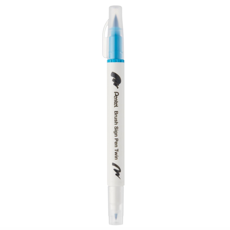 Pennarello a Base Acqua Pentel Brushsign Pen Twin a Doppia Punta Turchese