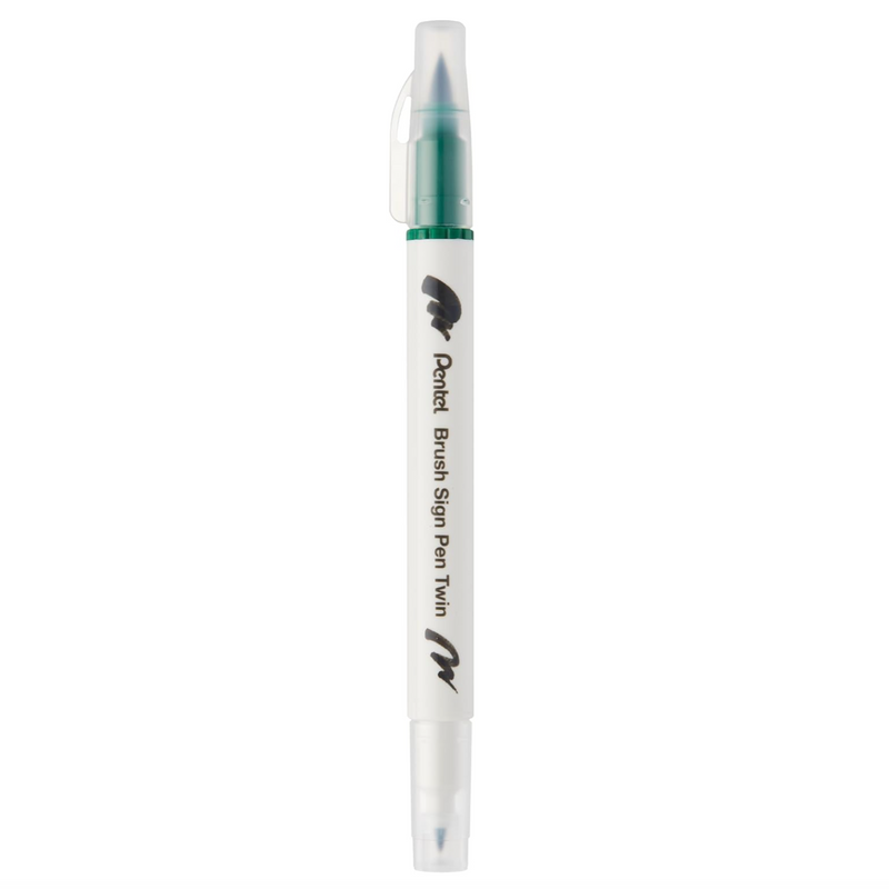 Pennarello a Base Acqua Pentel Brushsign Pen Twin a Doppia Punta Verde