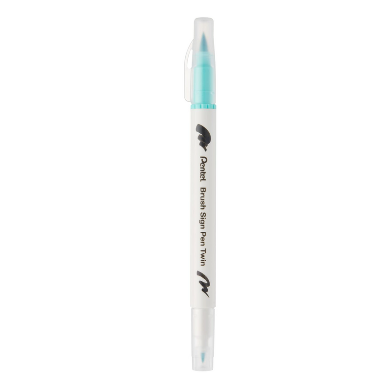 Pennarello a Base Acqua Pentel Brushsign Pen Twin a Doppia Punta Verde Smeraldo