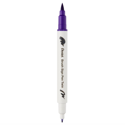 Pennarello a Base Acqua Pentel Brushsign Pen Twin a Doppia Punta Viola