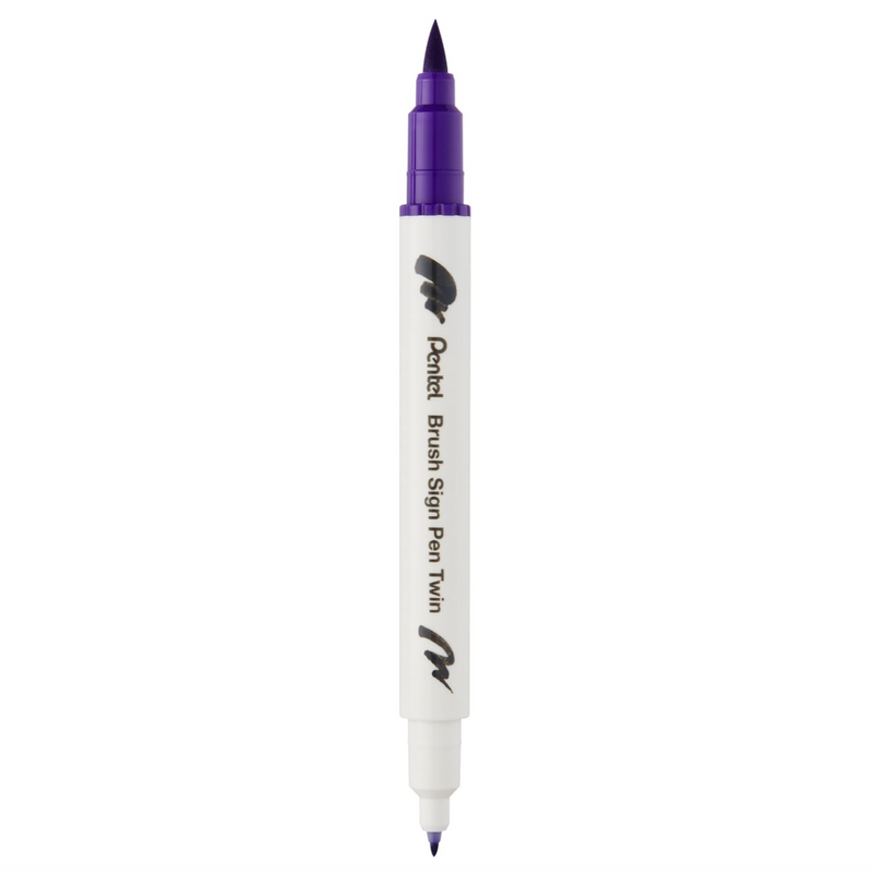 Pennarello a Base Acqua Pentel Brushsign Pen Twin a Doppia Punta Viola