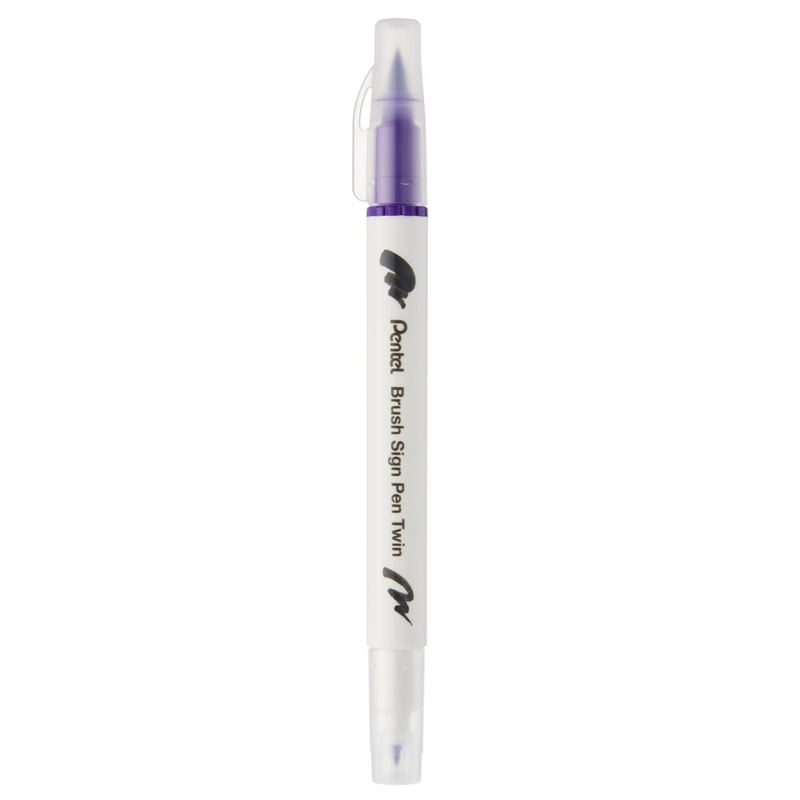 Pennarello a Base Acqua Pentel Brushsign Pen Twin a Doppia Punta Viola