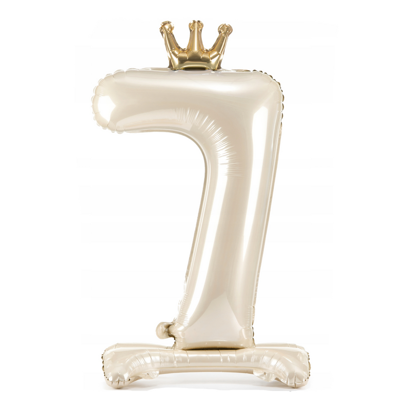 Palloncino in Foil Autoportante Gonfiabile ad Aria Crema Satinato 84 cm - Numero 7