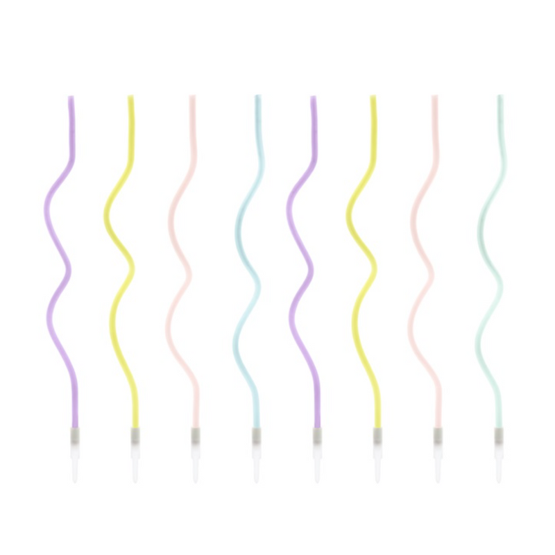 Candeline Compleanno Curvy Multicolor Light 14 cm - 8 pezzi