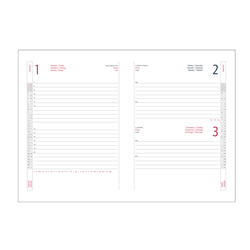 Agenda Giornaliera Intempo Bulk 2026 con Sabato e Domenica Accoppiati Bordeaux 15 x 21 cm