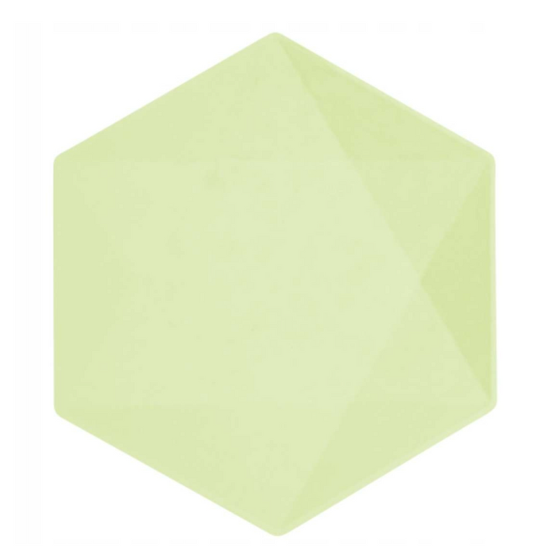 Piatto Piano Biocompostabile Esagonale Verde Chiaro 26 x 22 cm - 6 pezzi