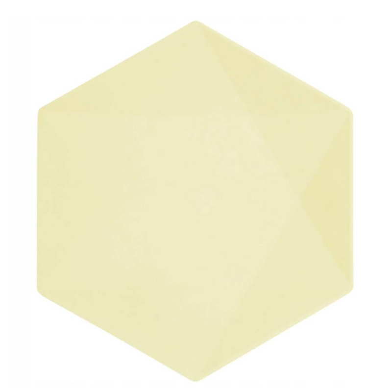 Piatto Piano Biocompostabile Esagonale Giallo 26 x 22 cm - 6 pezzi