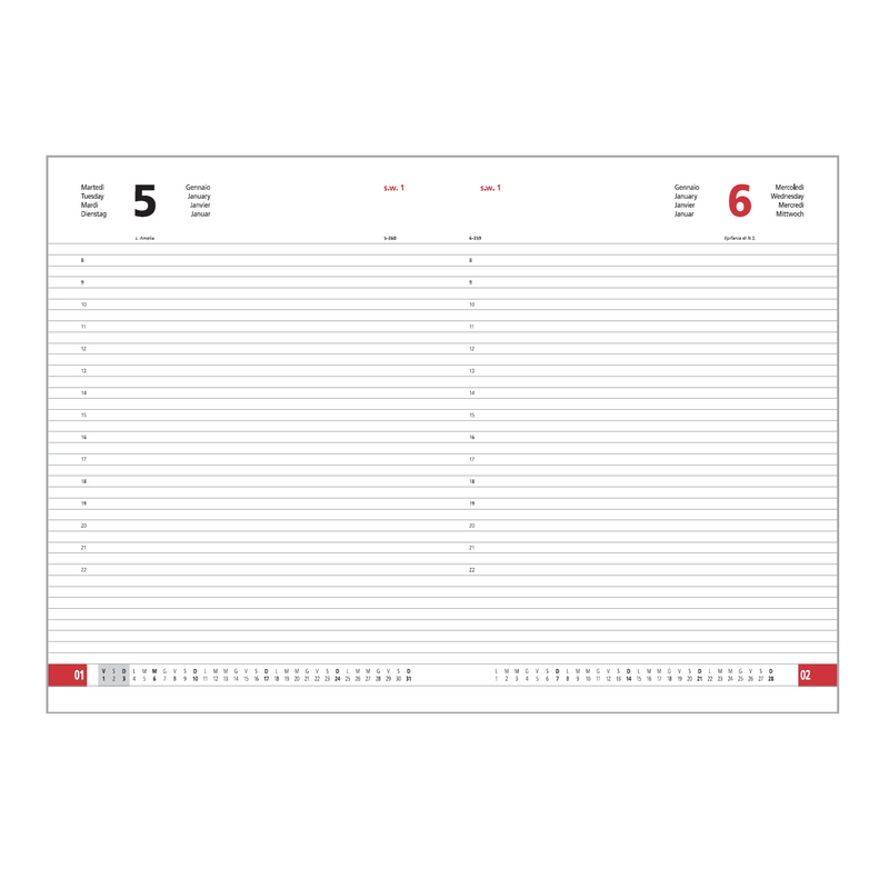Agenda Giornaliera Intempo Bulk 2026 con Sabato e Domenica Separati Nero 21 x 30 cm