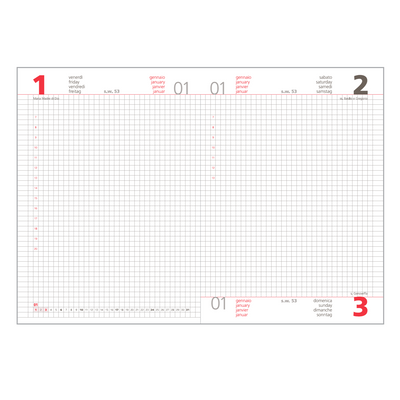 Agenda Giornaliera Intempo Bulk 2026 con Pagine a Quadretti Nero 15 x 21 cm